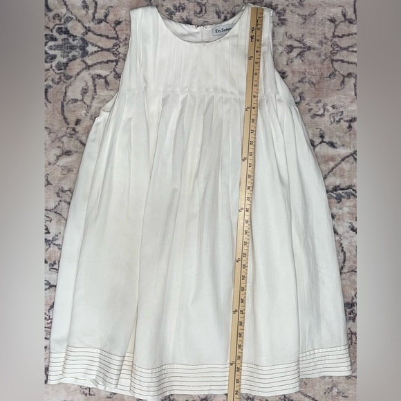 En Saison Jesse Pleated Swing Mini Linen Babydoll Dress Size Medium Off White - Picture 7 of 11